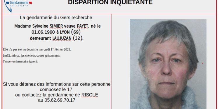 Disparition inquiétante d'une femme de 63 ans, la gendarmerie du Gers lance un avis de recherche