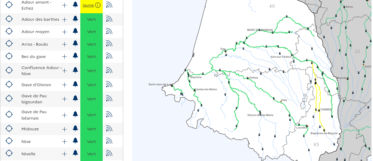 Alerte vigilance jaune aux inondations à Tarbes : Echez et Adour sous surveillance